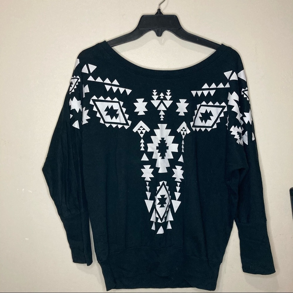 Aztec print sweater.